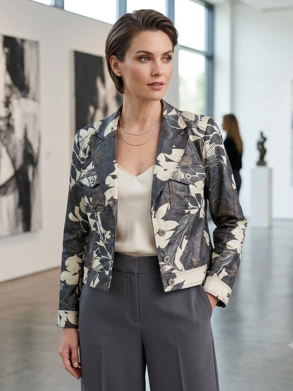 Joseph Ribkoff shimmery metallic linen blend blazer 10